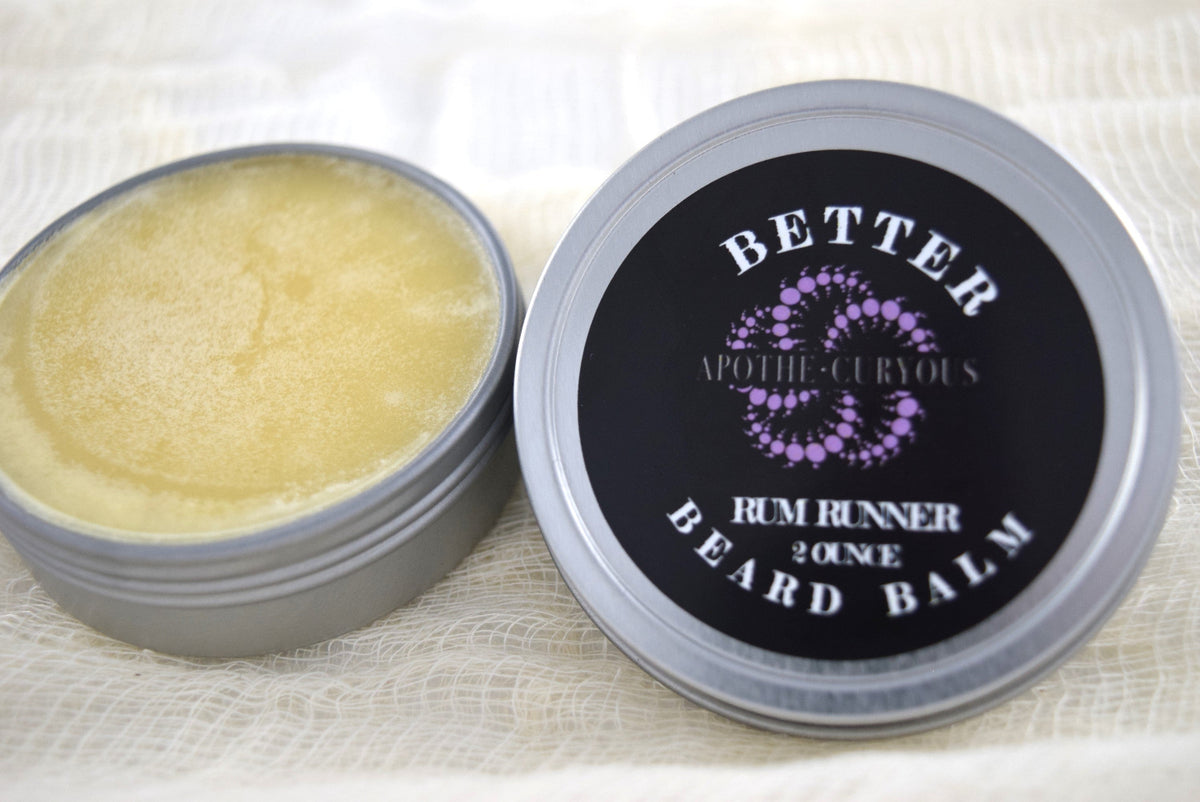 Better Beard Balm in aluminum tin, lid off