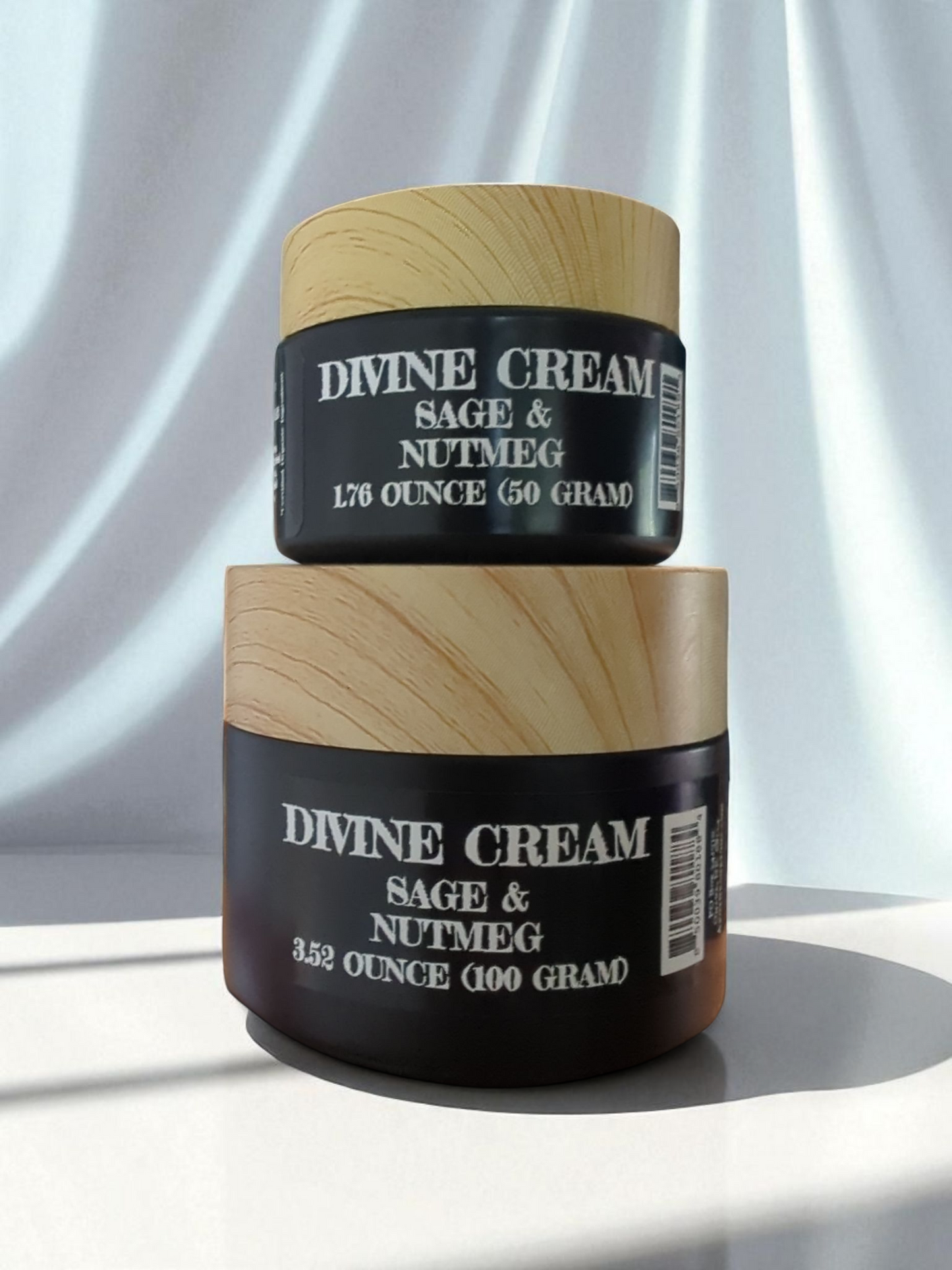 Divine cream Sage & Nutmeg, 2 sizes stacked, Apothecuryous