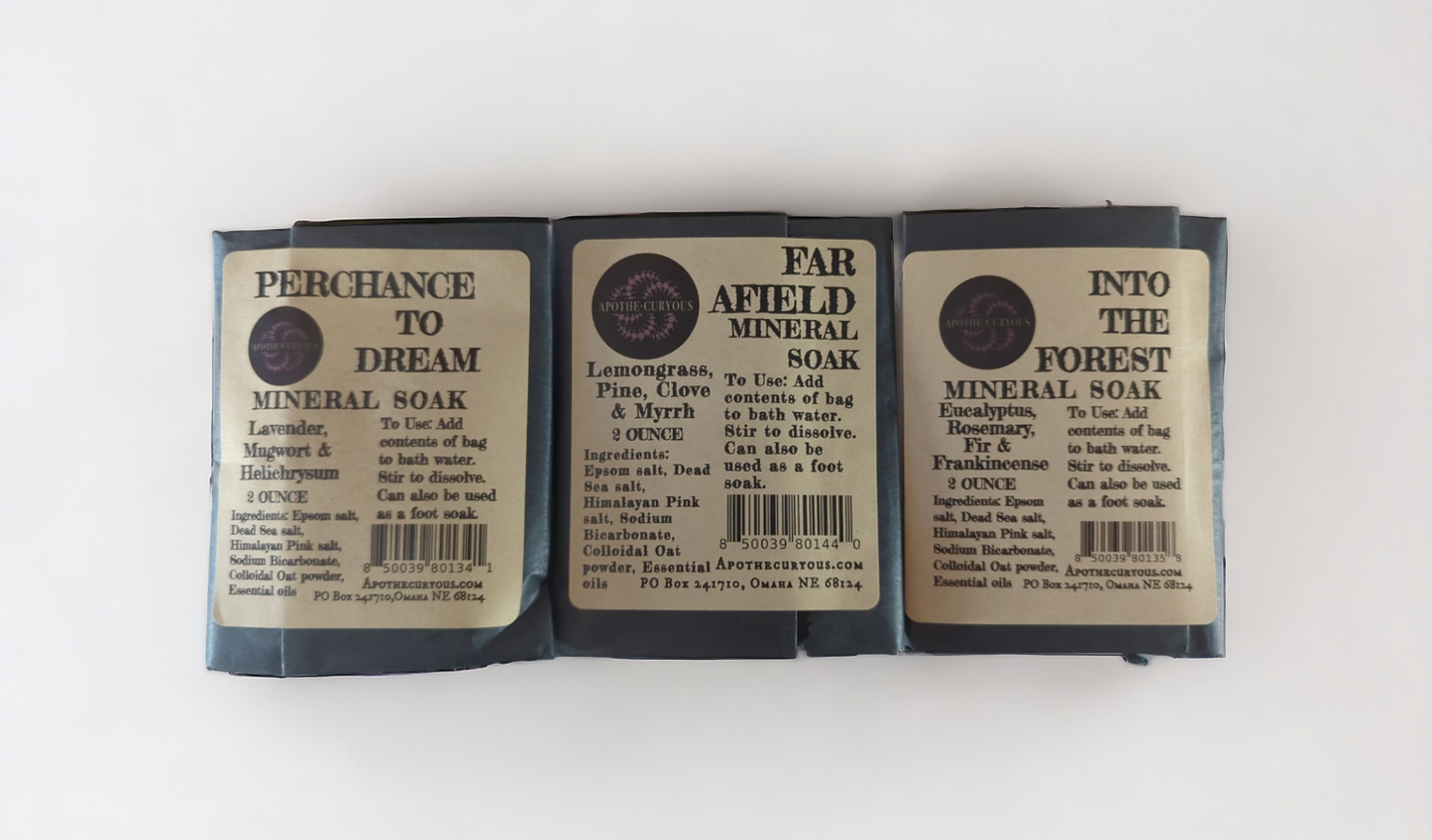 Mineral Soak singles, 3 varieties, Apothecuryous