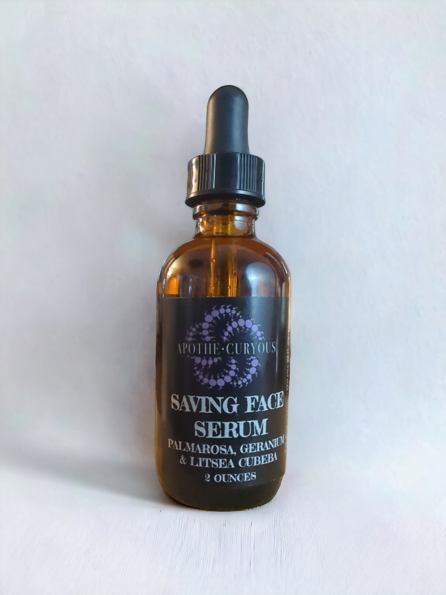 Saving Face serum Palmarosa & Geranium, 2 ounce glass with dropper top, Apothecuryous
