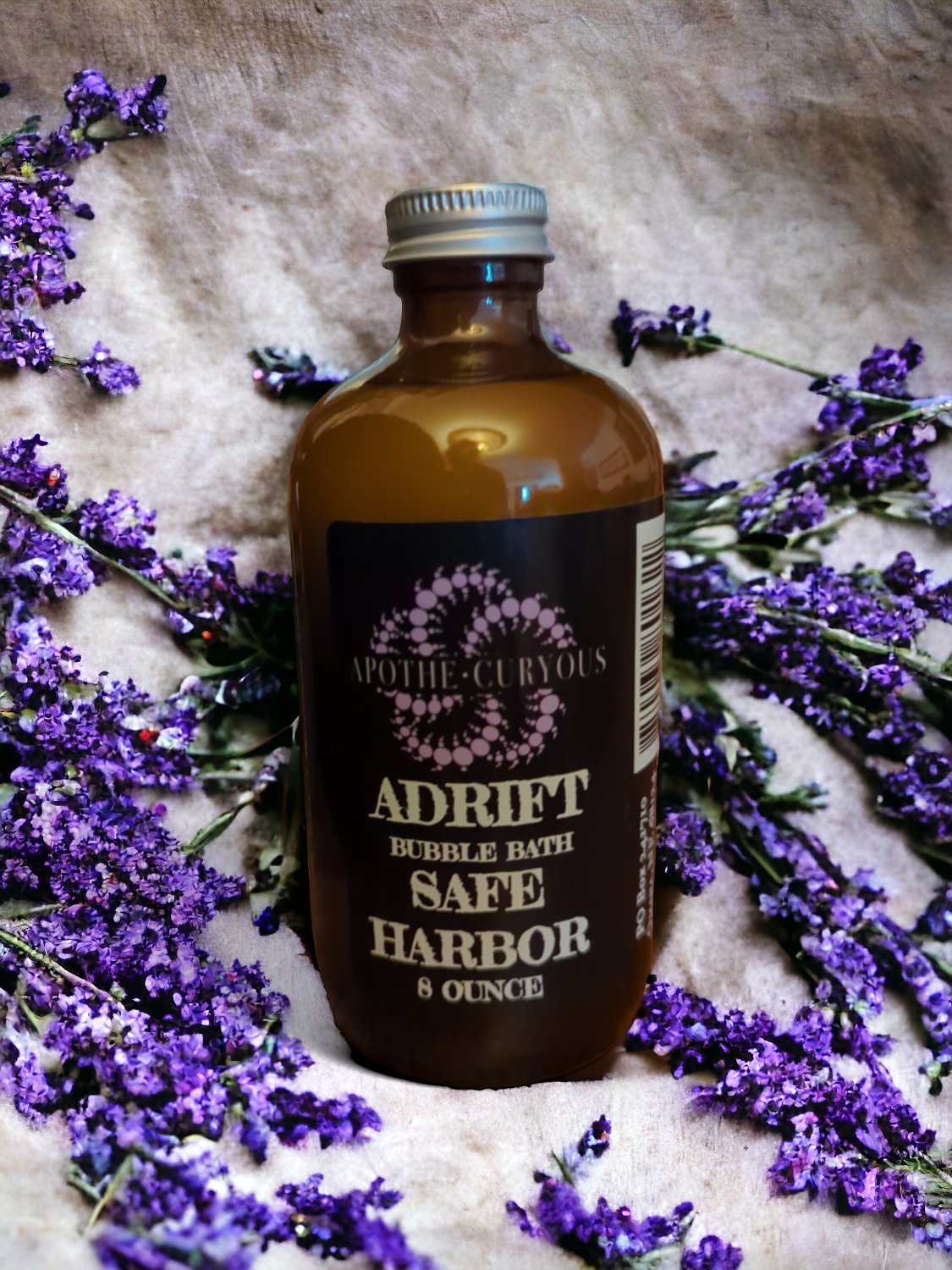 Natural bubble bath in amber glass bottle, Safe Harbor, Apothecuryous