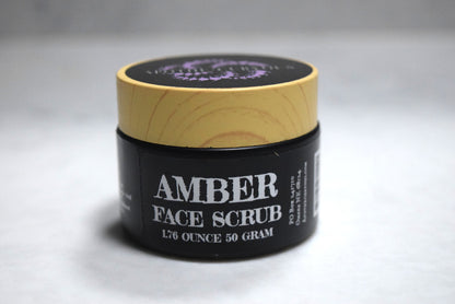 Natural Amber face scrub in black glass jar, Apothecuryous
