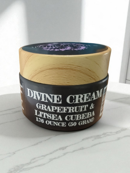 Divine cream in black glass jar, Apothecuryous