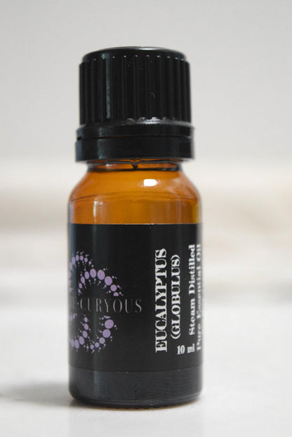 A 10 ml amber glass bottle of Eucalyptus (Globulus) essential oil, Apothecuryous