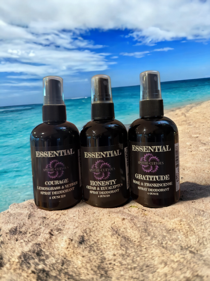 3 options Essential spray deodorant, grouped