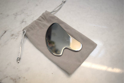 Stainless Steel Guasha on drawstring bag
