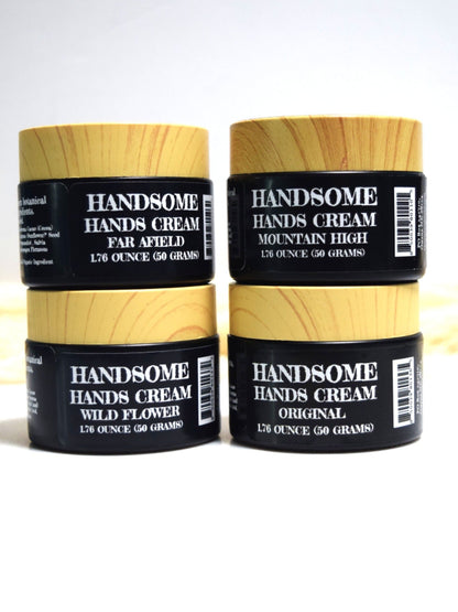 Four scents of hand cream in black glass jars, Apothecuryous