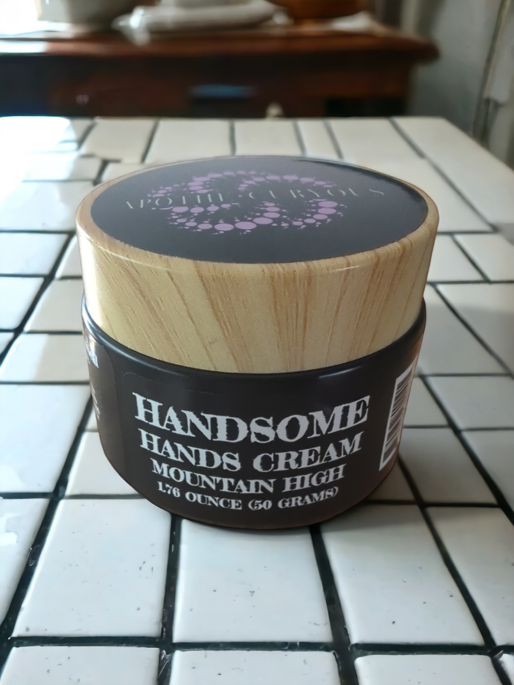 Handsome Hands cream, Mountain High, 50 gram black glass jar, Apothecuryous