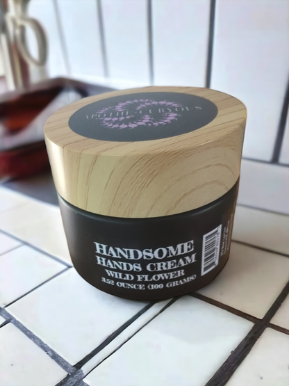 Handsome Hands cream, 100 gram Wild Flower, black glass jar, Apothecuryous