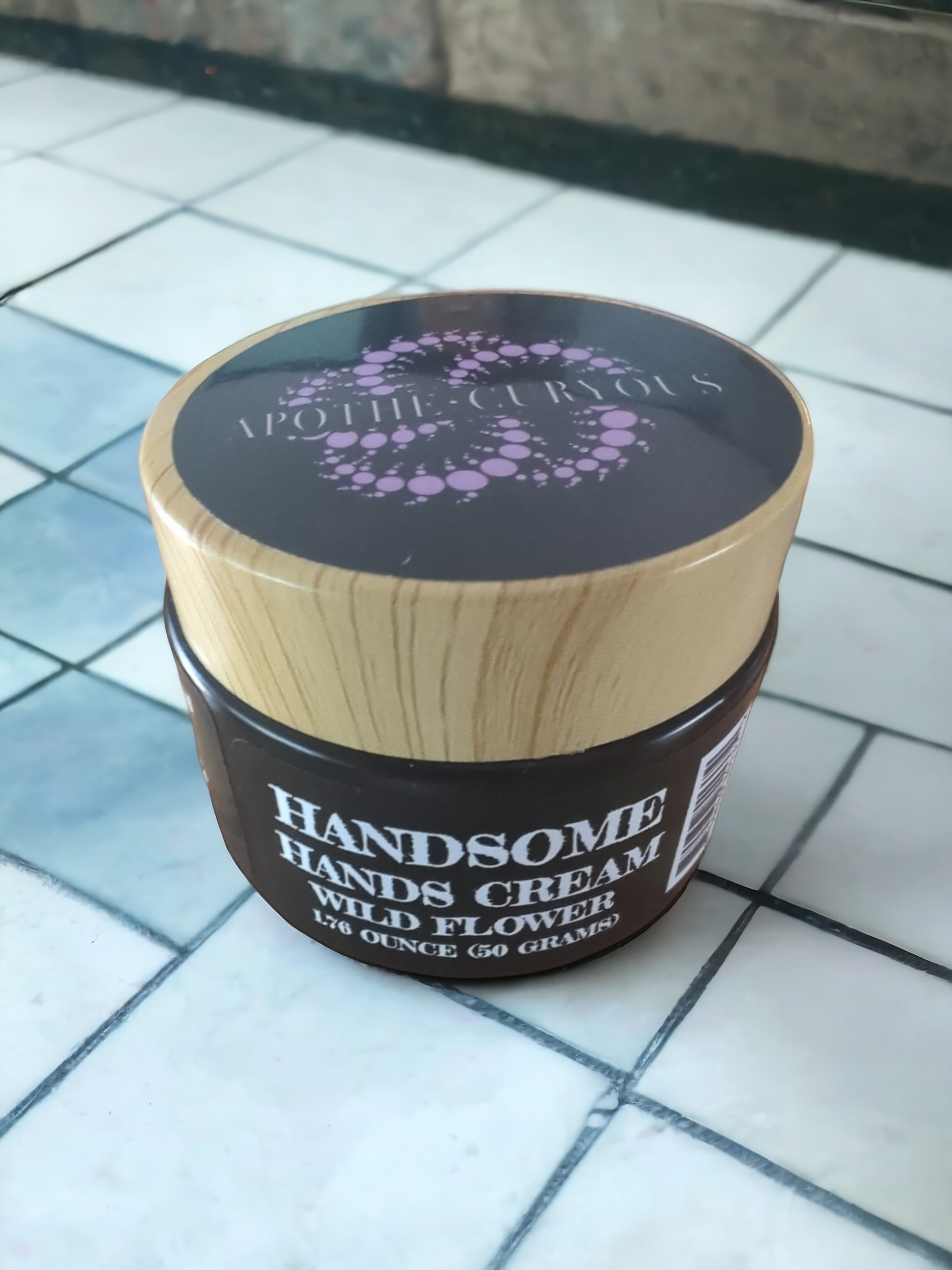 Handsome Hands cream, Wild Flower 50 gram black glass jar, Apothecuryous