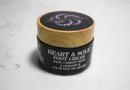 Foot cream in black glass jar, Apothecuryous
