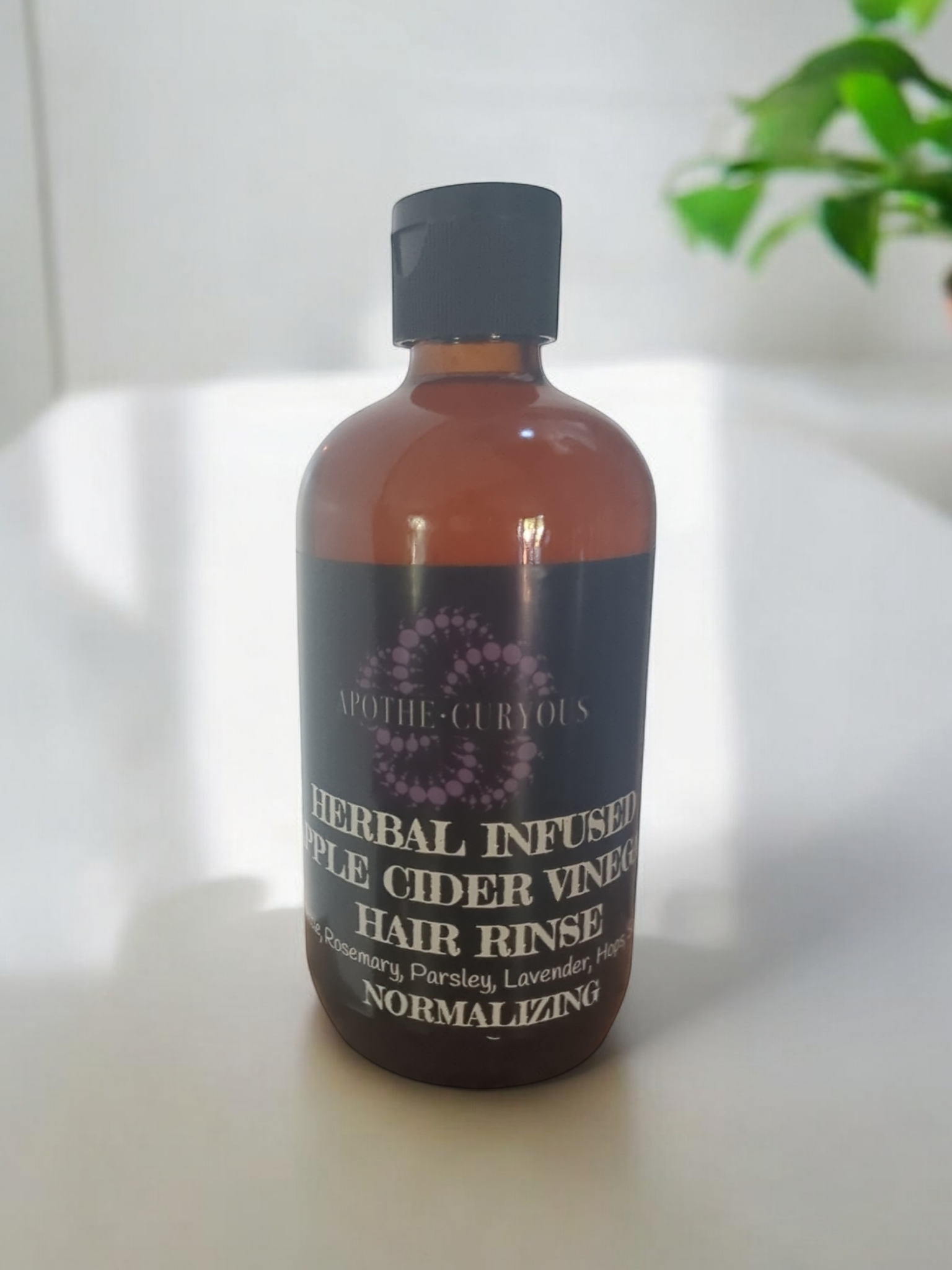 Herbal Infused ACV rinse, glass bottle, Apothecuryous