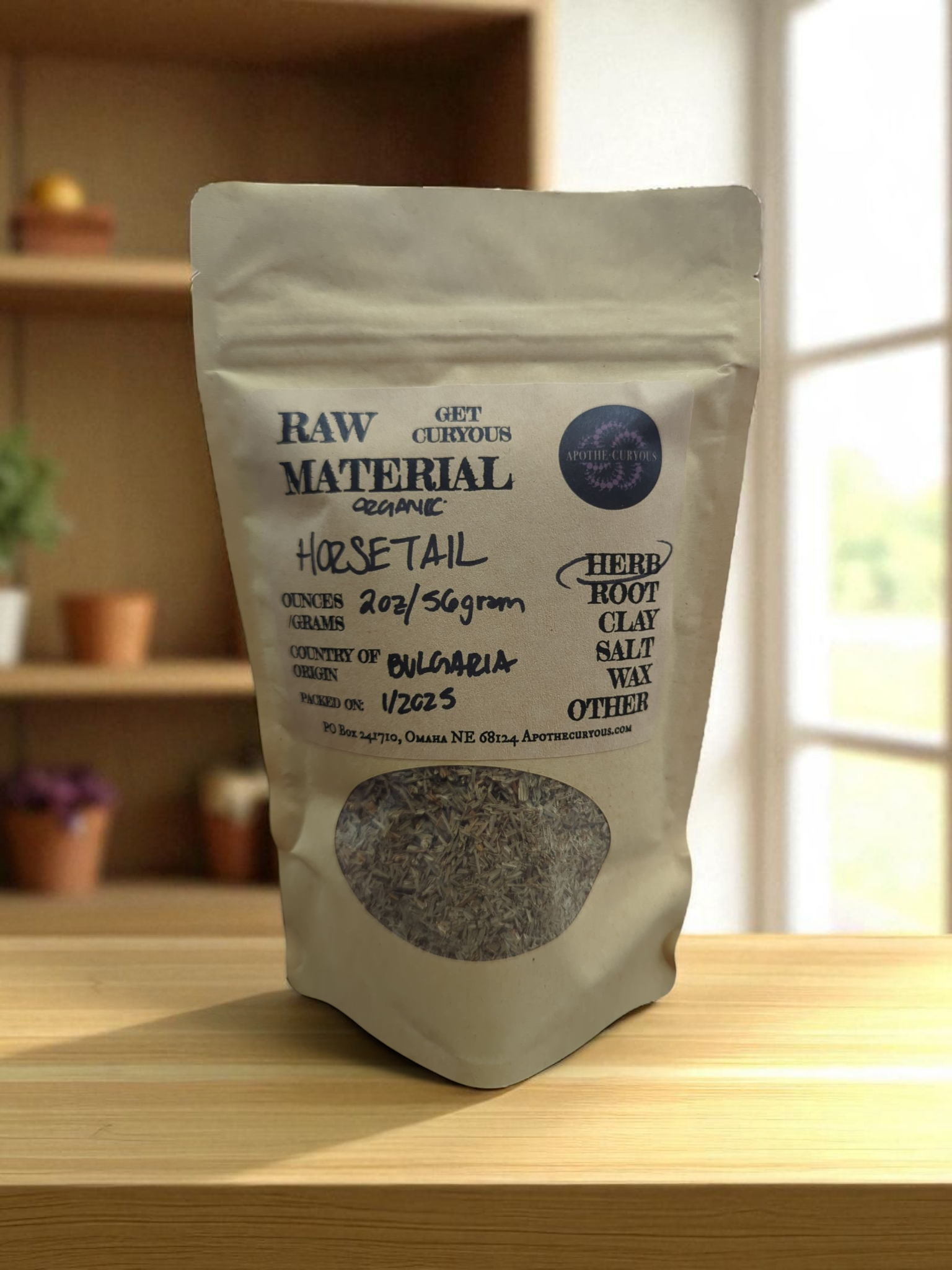 Organic bagged Horsetail herb, Apothecuryous