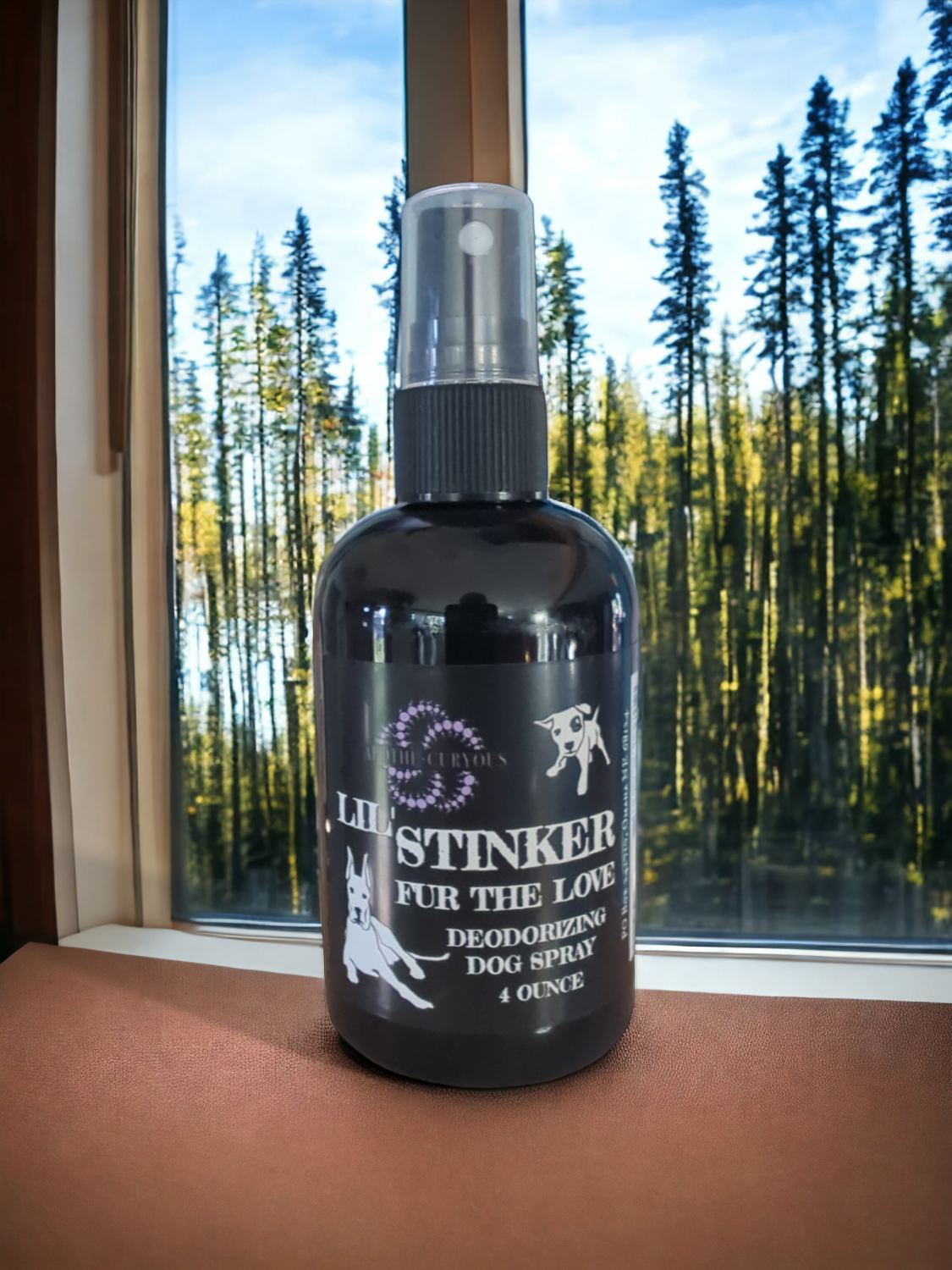Lil' Stinker deodorizing dog spray, Fur the Love on ledge, Apothecuryous