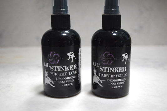 Natural deodorizing dog spray, both