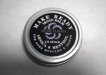 Vegan balm in sustainable aluminum tin, with Arnica oil and Menthol, Apothecuryous