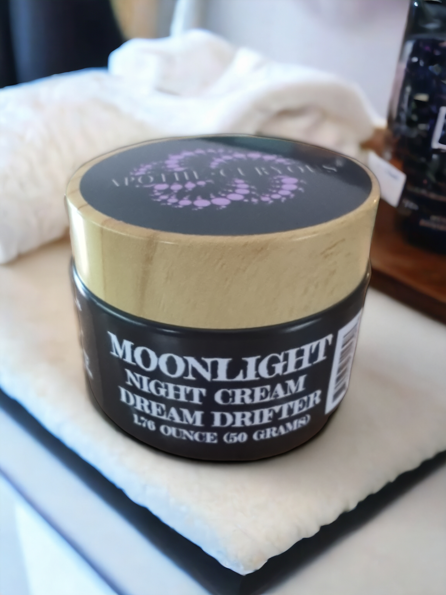 Moonlight Night cream, 50 gram black glass jar, Apothecuryous