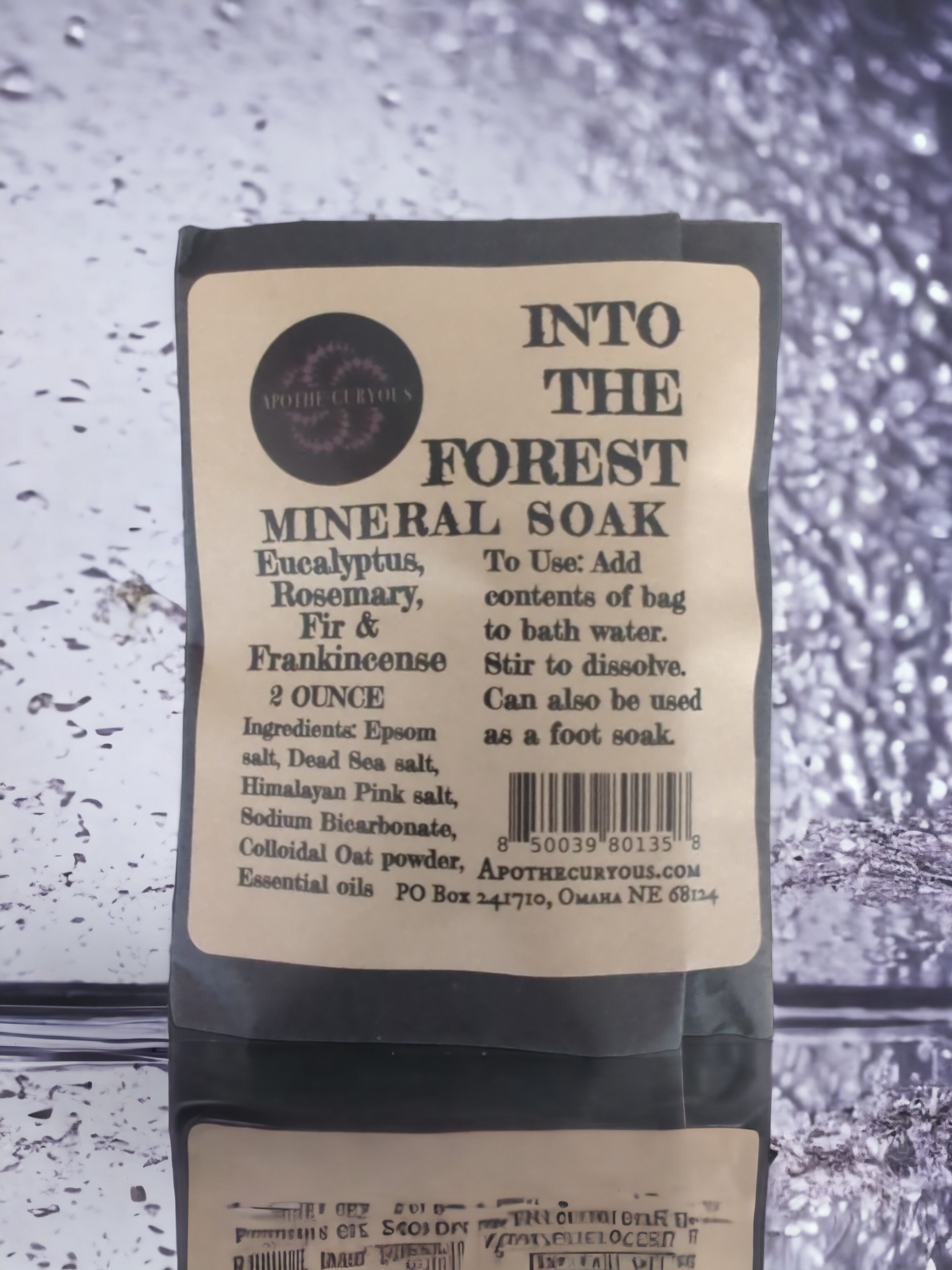 Mineral Soak single, watery background, Into the Forest, Apothecuryous