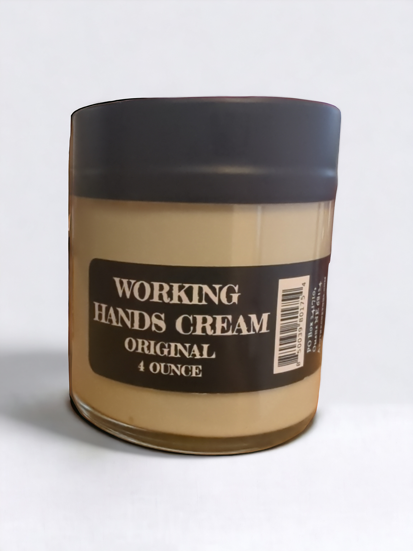 Working Hands cream, Original scent, white background, 4 ounce glass, Apothecuryous