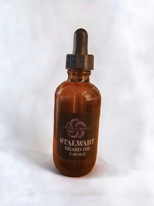 Stalwart beard oil, 2 ounce glass bottle with dropper cap, Apothecuryous