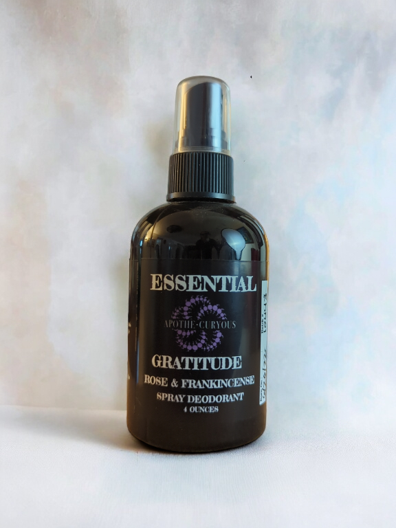 Essential spray deodorant, Gratitude, 4 ounce spray bottle, Apothecuryous