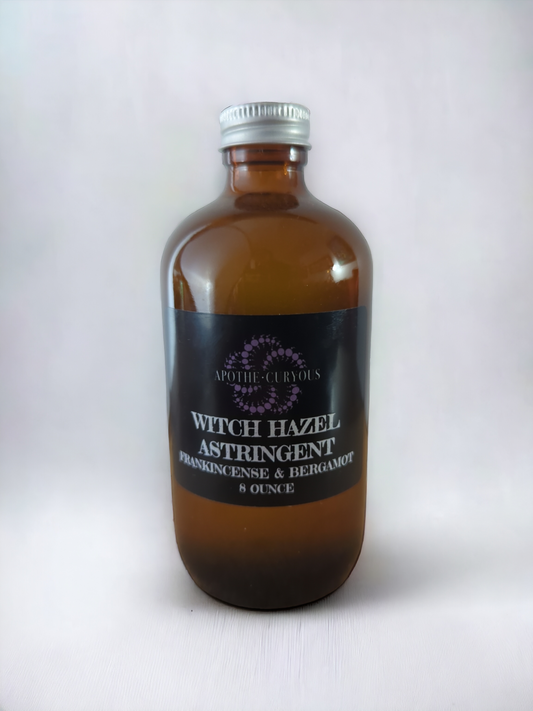 Witch Hazel astringent Frankincense & Bergamot, 8 ounce glass bottle, Apothecuryous
