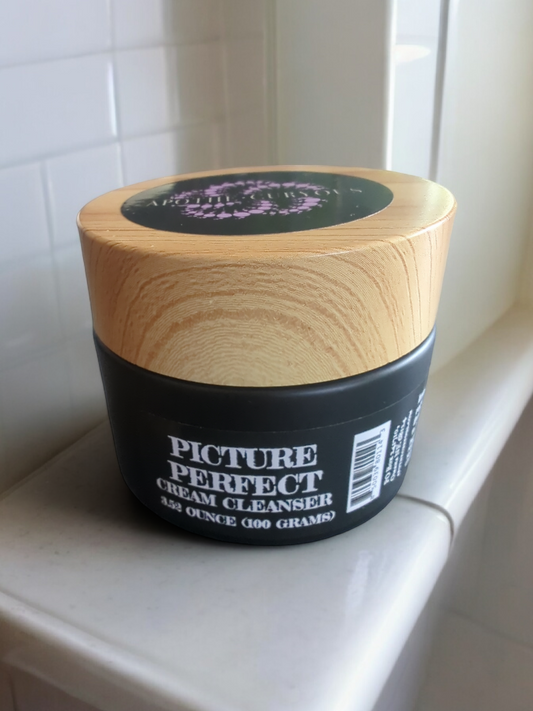 Picture Perfect cream cleanser in black glass jar, Apothecuryous
