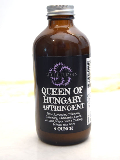 Amber glass bottle of apple cider vinegar based astringent, Apothecuryous