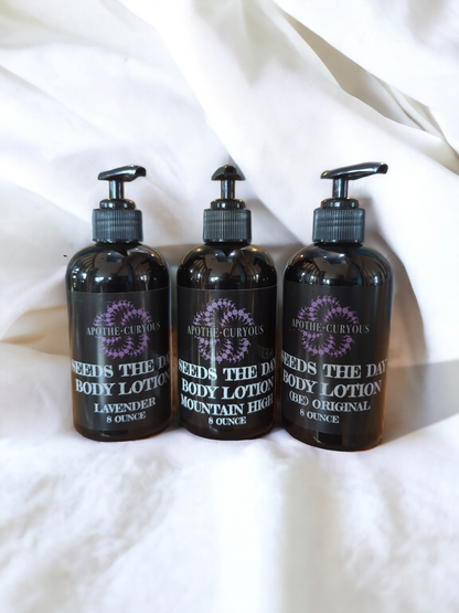Seeds the Day lotion from Apothecuryous, 8 ounce pump top in black plastic