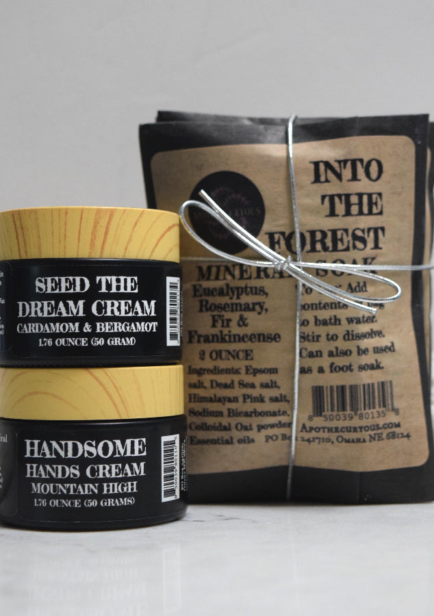 Collection of best selling Apothecuryous products. Hand cream, face cream and Mineral Soak bundle of each scent.