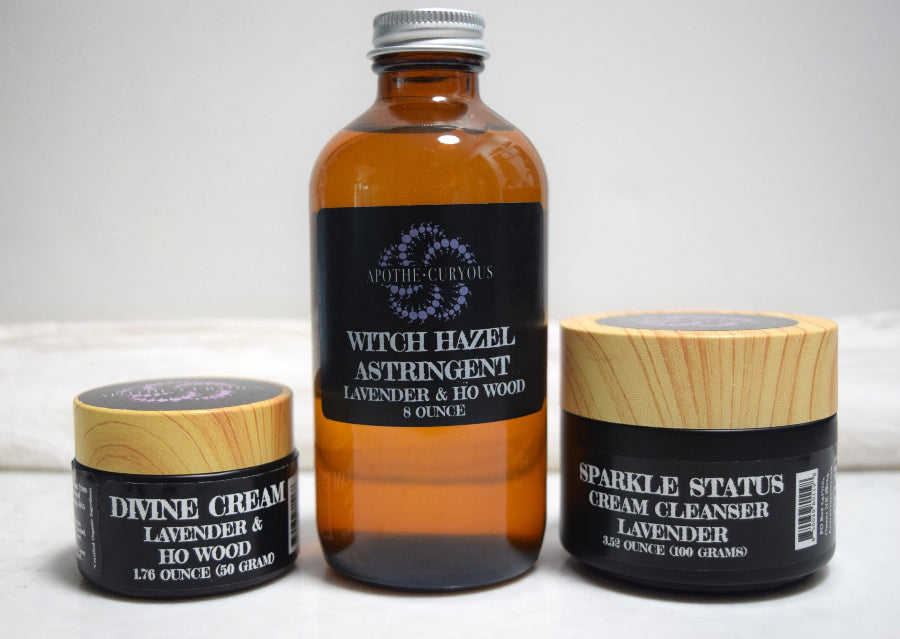 Set of 3 products in glass packaging for every day use on the face, Apothecuryous