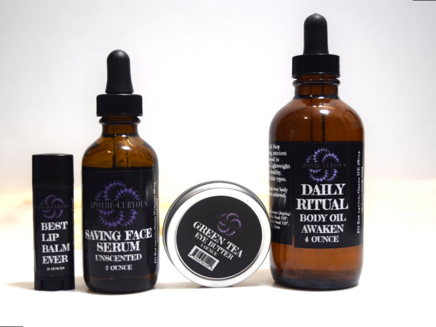 Minimalist skin care collection in sustainable packaging, Apothecuryous