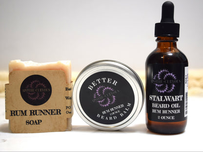 Rum Runner Beard Care Set – Natural Beard Oil, Balm & Grooming Gift Set