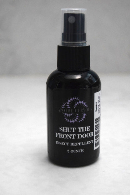 Natural essential oil insect repellent in black plastic bottle, Apothecuryous