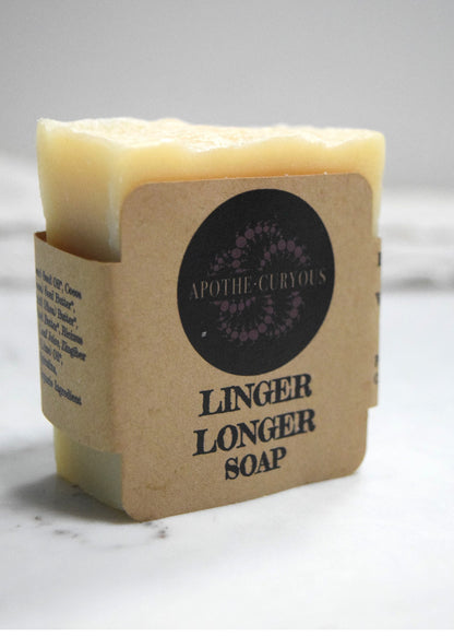 Single bar of cold process soap in cigar band wrapper, Apothecuryous