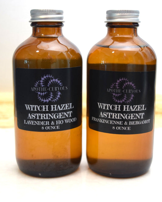 Witch Hazel astringent in amber glass bottle, Apothecuryous