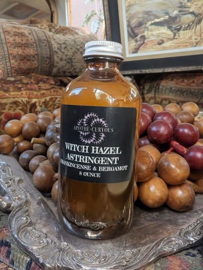 Witch Hazel, Frankincense & Bergamot with silver tray