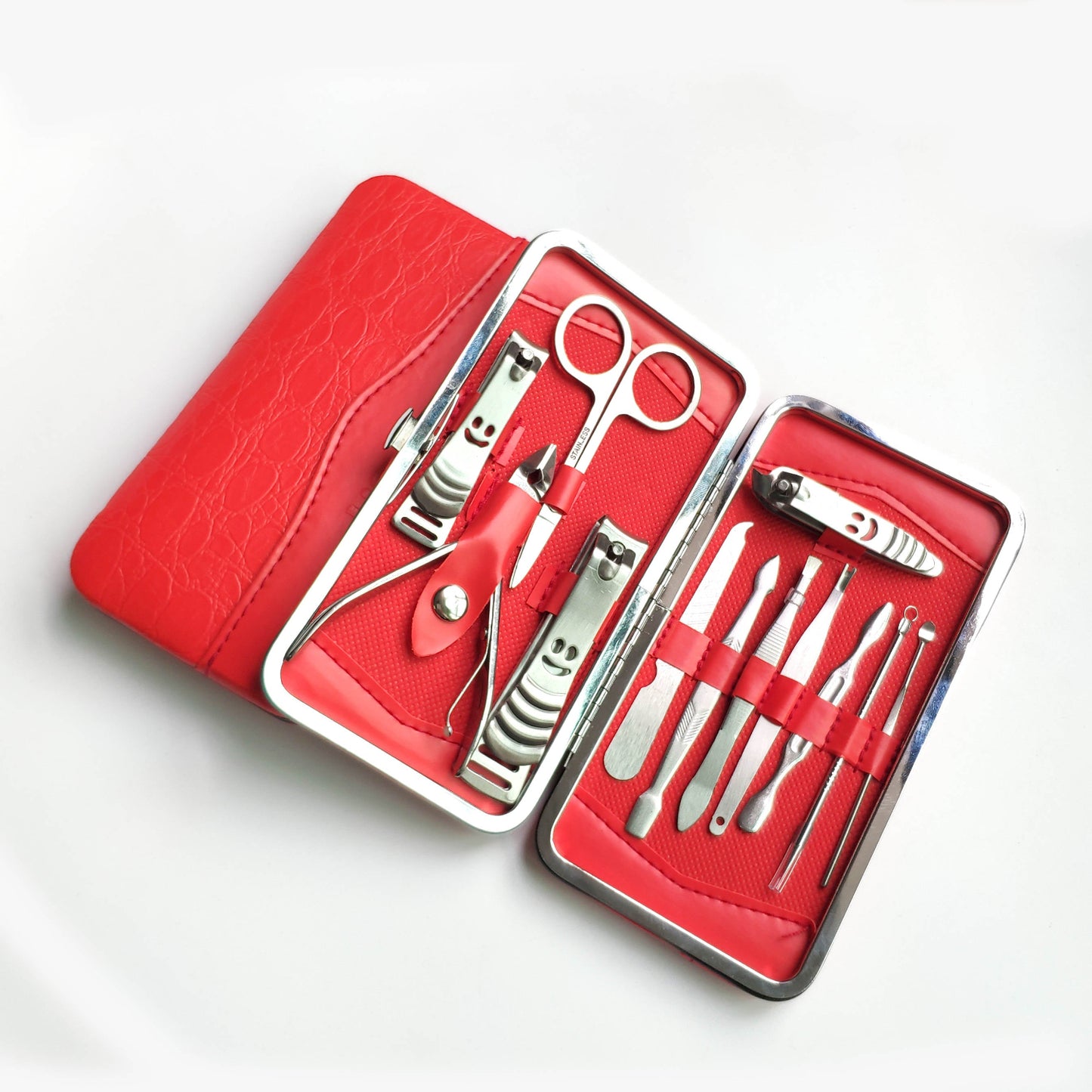 12 piece manicure set in red case