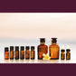 Essential oils in amber glass bottles